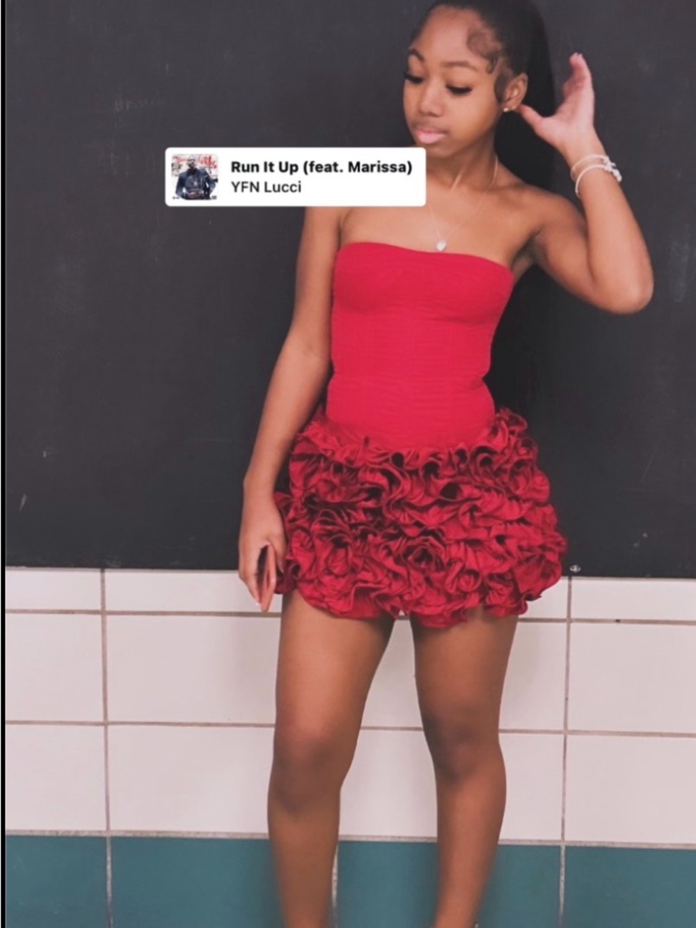 Aurelia Red Strapless Ruffled Mini Skirt
